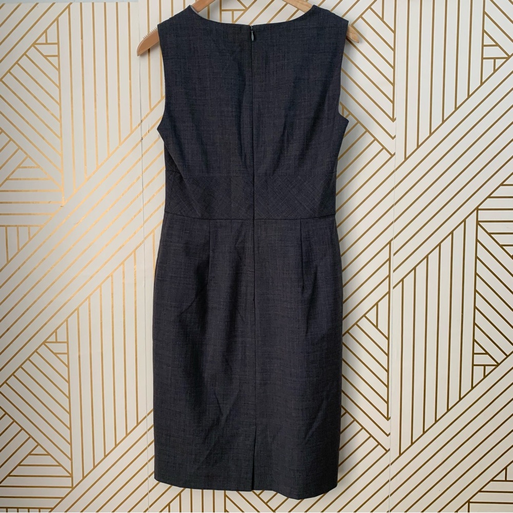 Banana Republic Wool stretch gray sheath dress size 4 v neck sleeveless tweed - Picture 10 of 11